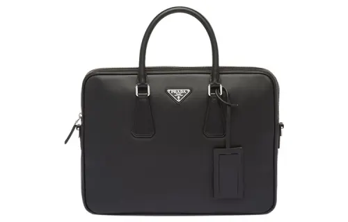 PRADA Saffiano Leather Briefcase Men's Black