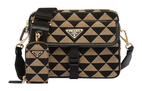 PRADA Fabric With Leather Crossbody Bag, Shoulder Bag Men's Black/Beige