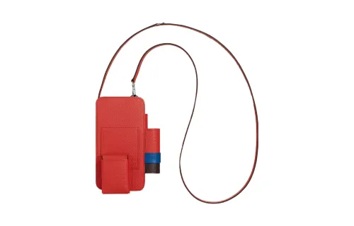 HERMES Hermèsway Epsom Calfskin Cell Phone Pouch Women's 9T Capucine Orange Red
