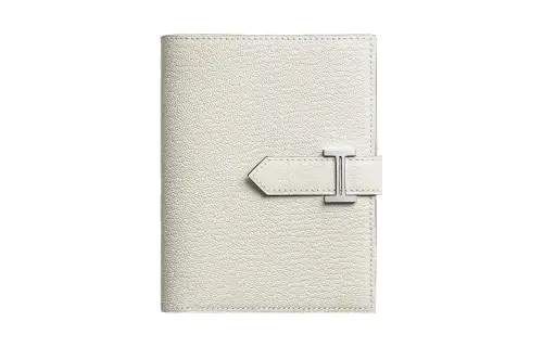 HERMES Bearn Chevre Mysore Goatskin Wallet Women's 0T Mushroom White