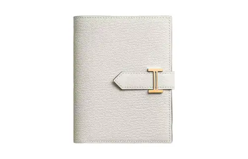 HERMES Bearn Mysore Goat Skin Wallet Women's 0T Mushroom White