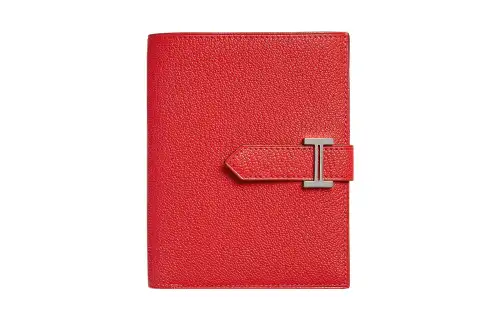 HERMES Bearn Mysore Goat Skin Wallet Women's 0E Rose Texas Pink