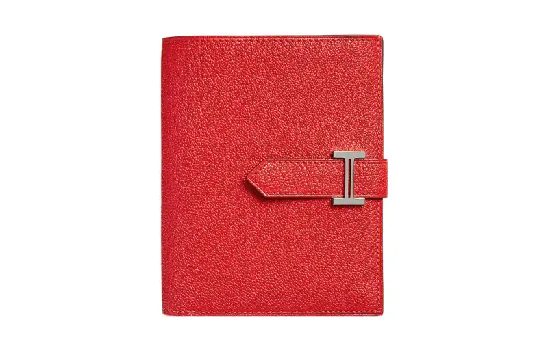 HERMES Bearn Mysore Goat Skin Wallet Women's 0E Rose Texas Pink