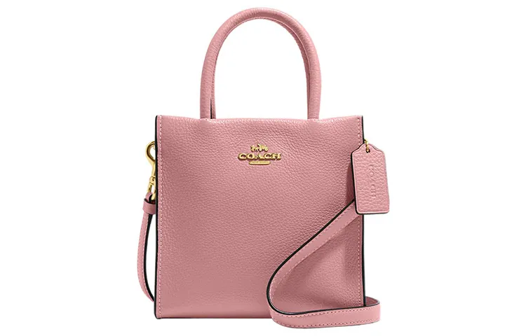 COACH Cally Pebbled Leather Handbag, Shoulder Bag, Crossbody Bag Small Women's Pink