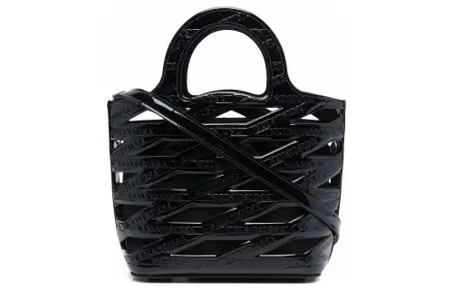 Balenciaga Polyurethane Nylon Bucket Bag, Basket Bag, Shoulder Bag, Crossbody Bag, Handbag Small Women's Black
