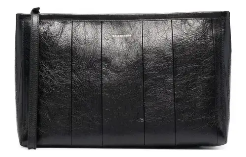 Balenciaga Barbes Leather Clutch Women's Black