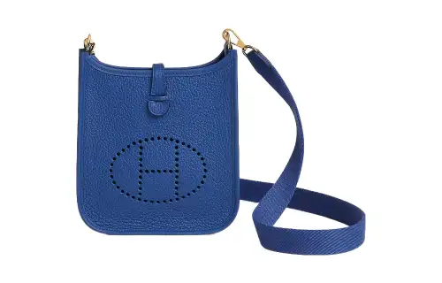 HERMES Evelyne Clemence Bullock Leather Crossbody Bag, Shoulder Bag 16 Women's O8 Bleu Royal Blue/Royal Blue