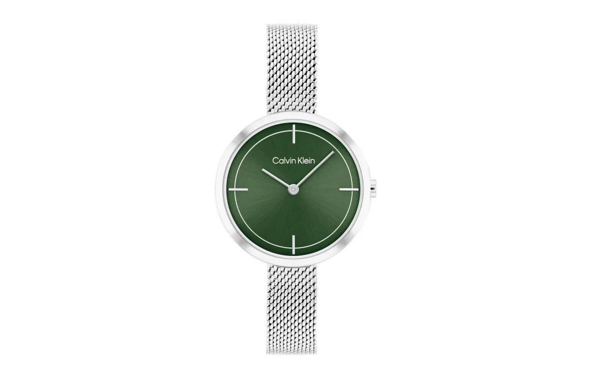 CALVIN KLEIN Wind Style Collection Wrist Watch Quartz Movement Stainless Steel Watchband 30mm Green Dial Women's Watch