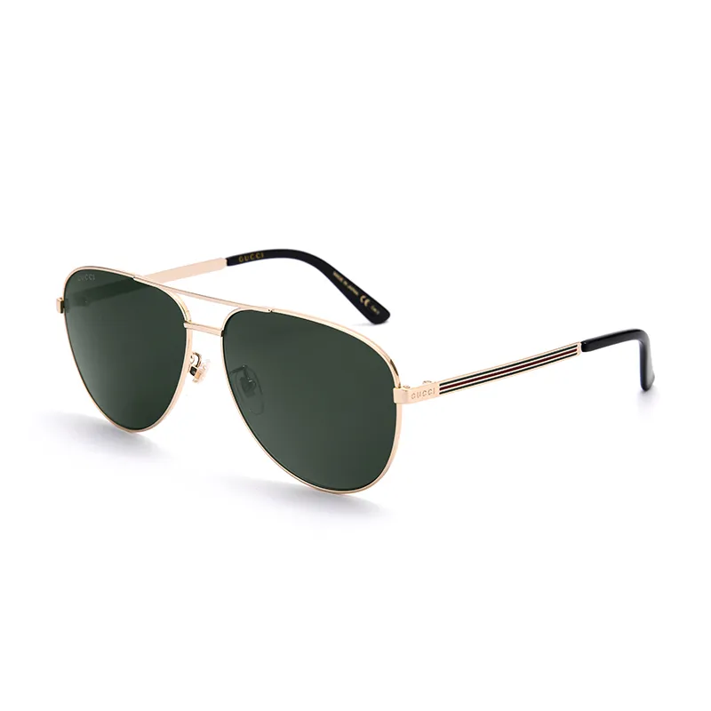 GUCCI Gold Frame Green Lens Aviator Sunglasses