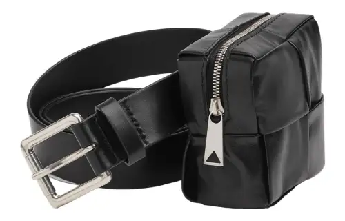 Bottega Veneta Cow Leather Belts Women's Black Width 3cm