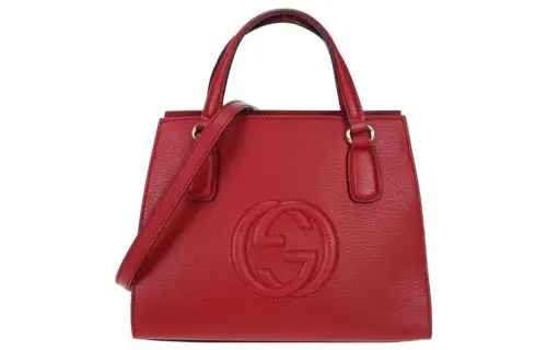 GUCCI Leather Tote Bag, Shopping Bag, Shoulder Bag, Crossbody Bag, Handbag Women's Red