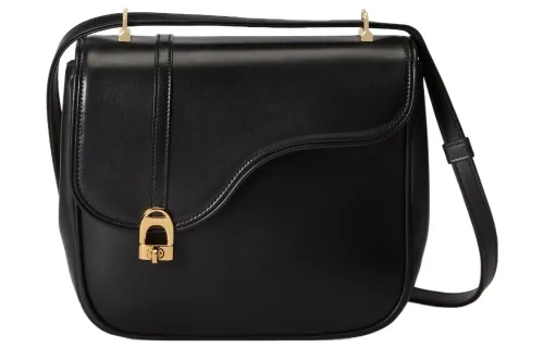 GUCCI Leather Saddle Bag, Crossbody Bag, Shoulder Bag Women's Black