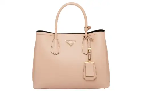 PRADA Saffiano Leather Handbag Medium Women's Cameo Brown/Black