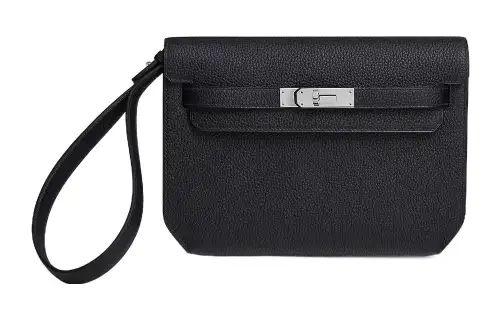 HERMES Kelly Depeches Togo Calfskin Clutch Men's Navy Blue