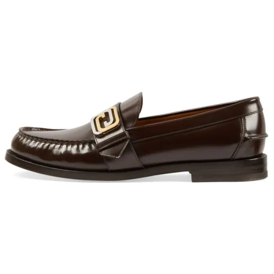 GUCCI Gg Buckle Loafer Brown