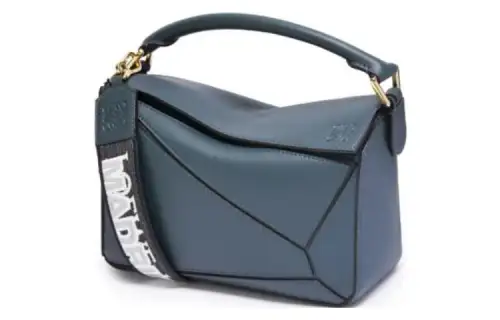 LOEWE Satin Calfskin Puzzle Bag, Shoulder Bag, Crossbody Bag, Handbag Small Women's Agate Blue