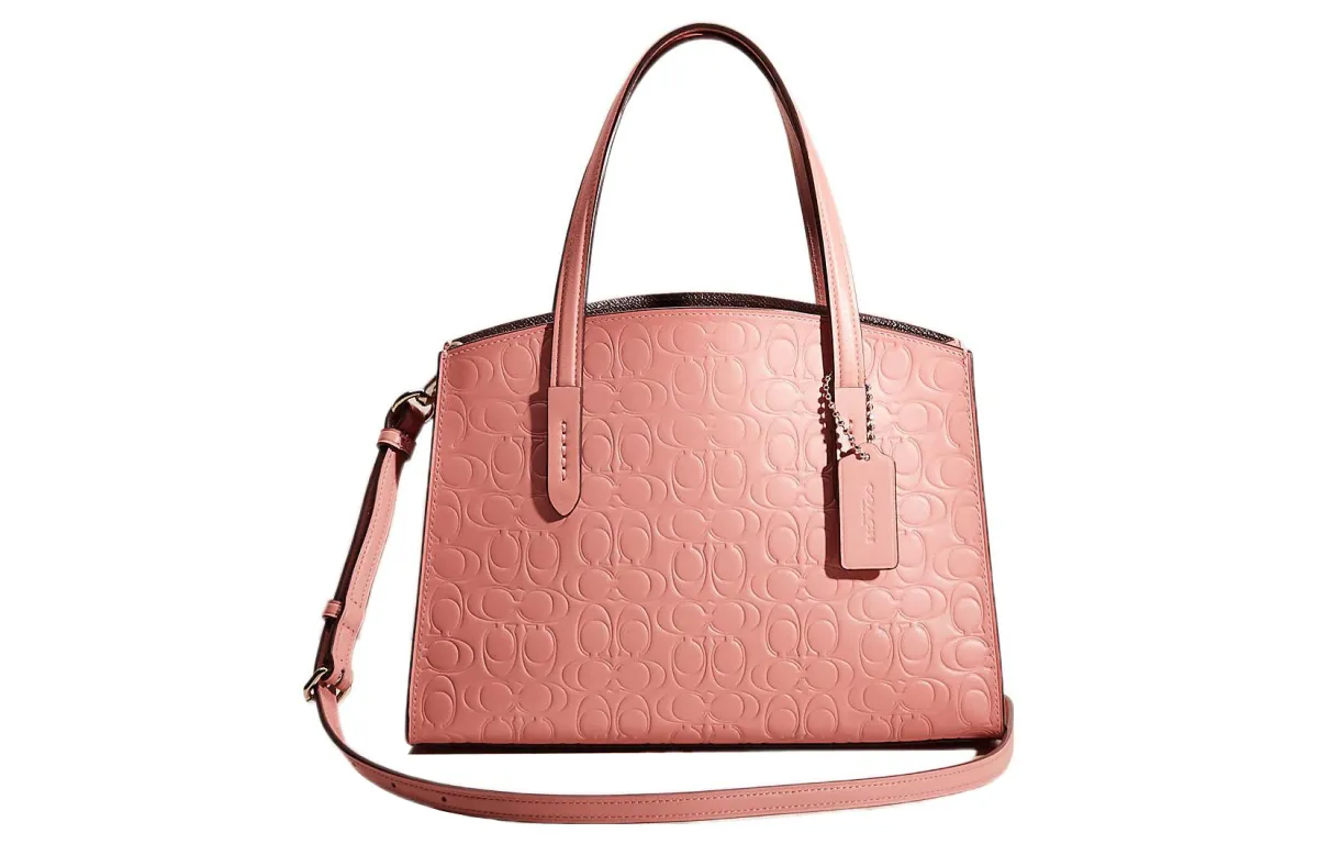 COACH Charlie Leather Shoulder Bag, Crossbody Bag, Handbag Large Women's Pink