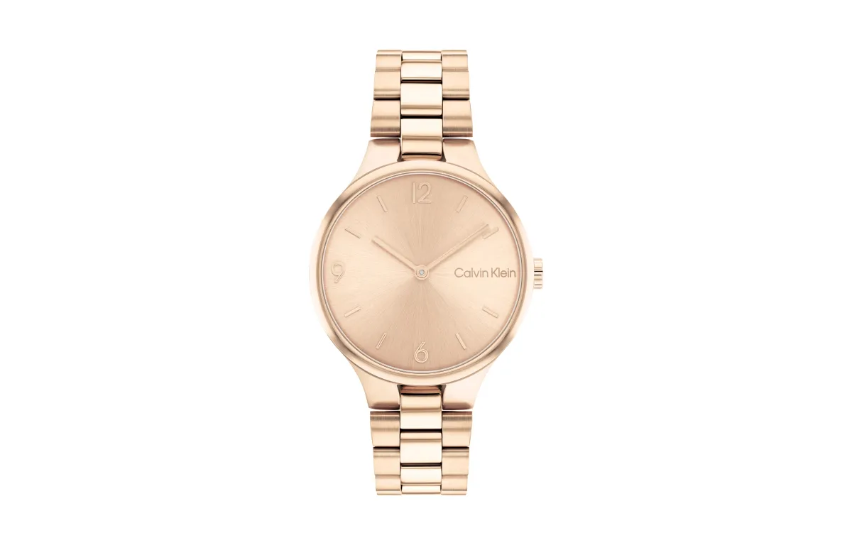 CALVIN KLEIN Eternal Collection Wrist Watches Quartz Movement Gold Plated Steel Strap Gold Dial Women's Watch