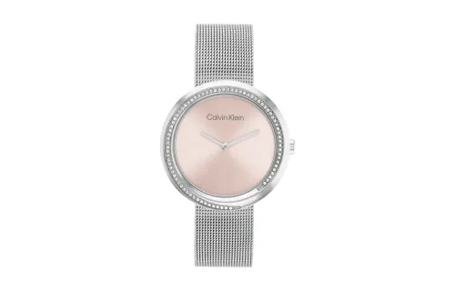 CALVIN KLEIN Wind Style Collection Wrist Watch Quartz Movement Stainless Steel Watchband Pink Watch Dial Women's Watch