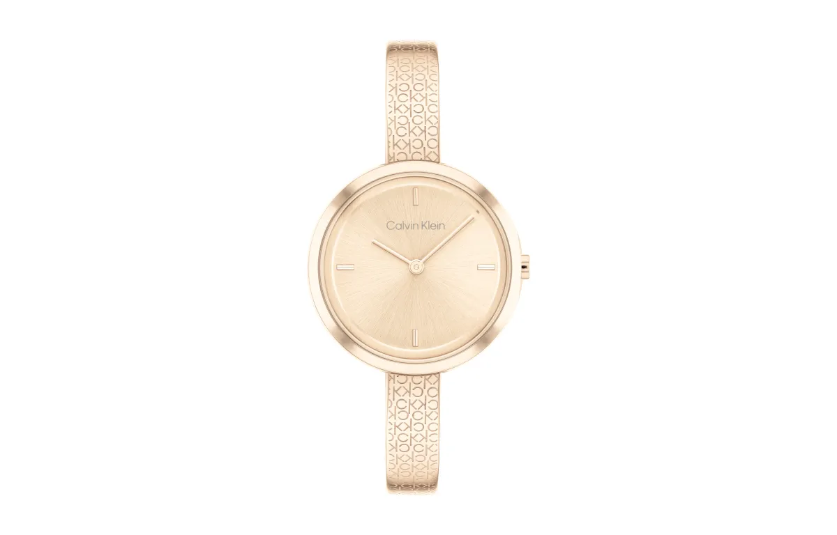 CALVIN KLEIN Wind Style Collection Wrist Watches Quartz Movement Stainless Steel Watchband 30mm Gold Dial Women's Watch