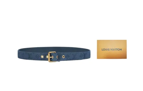 LOUIS VUITTON Denim, Calfskin Belts Unisex Width 3.5cm