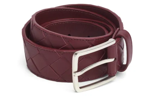 Bottega Veneta Cow Leather Belts Women's Burgundy Width 3.5cm