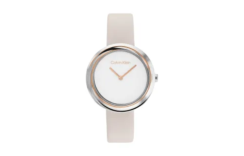 CALVIN KLEIN Wind Style Collection Wrist Watches Quartz Movement Leather Strap White Dial Women's Watch