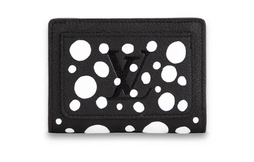 LOUIS VUITTON Yayoi Kusama Collaboration Cow Leather Wallet Women's Black/White