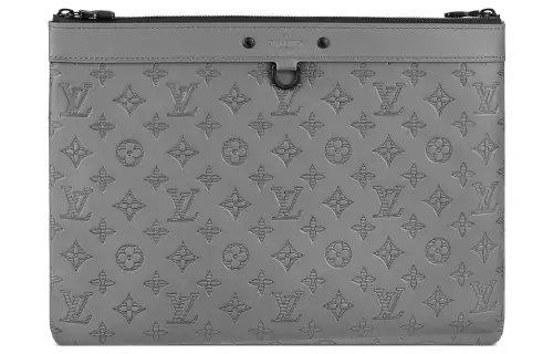 LOUIS VUITTON Calfskin Clutch Men's Gray