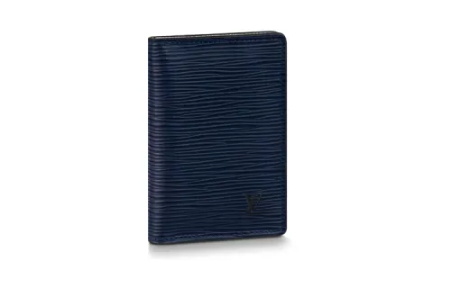 LOUIS VUITTON Metal Leather Wallet Men's Blue