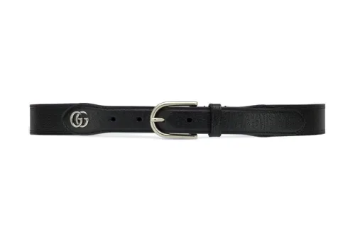 GUCCI GG Leather Belts Men's Black Width 3cm