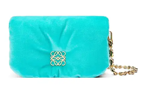 LOEWE Velvet Fabric Crossbody Bag, Shoulder Bag Women's Caribbean Blue