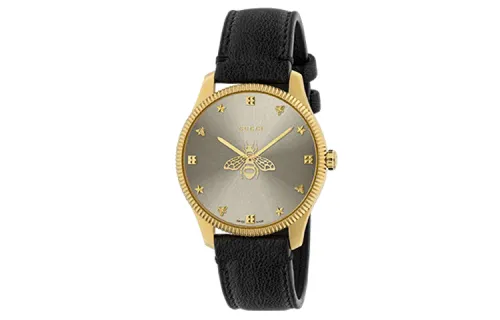 GUCCI G Timeless Collection Wrist Watches Quartz Movement Leather Strap Gray Dial Women's Watch