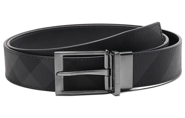 Burberry Thermoplastic Polyurethane Cow Leather Belts Men's Black/Charcoal Gray Width 3.5cm
