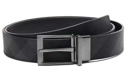 Burberry Thermoplastic Polyurethane Cow Leather Belts Men's Black/Charcoal Gray Width 3.5cm