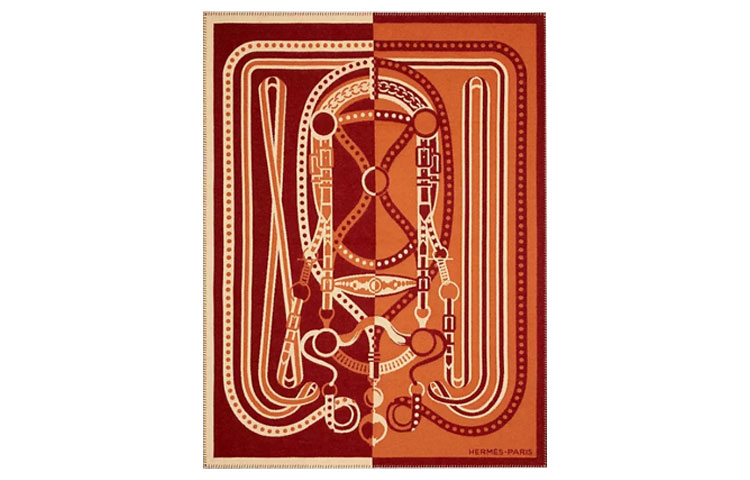 HERMES Practical Jacquard Wool Cashmere Blanket Air Conditioning Blanket Pumpkin Color 150 x 200cm