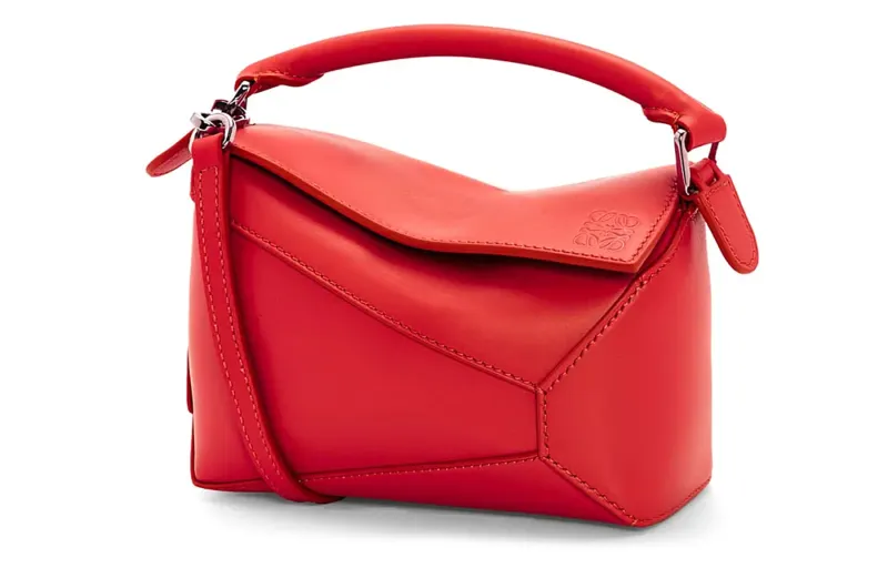LOEWE Satin Cow Leather Shoulder Bag, Crossbody Bag, Handbag Mini Women's Red