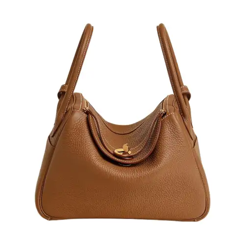 HERMES Lindy Clemence Bullock Leather Handbag 26 Women's 37 Gold Brown