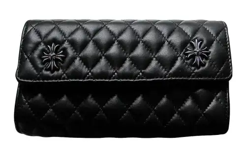 Chrome Hearts Leather Clutch Women's Black