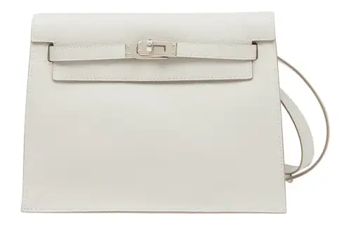 HERMES Kelly Danse Swift Leather Shoulder Bag, Crossbody Bag 22 Women's 01 Blanc Pure White