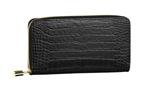 LOUIS VUITTON Crocodile Leather Wallet Men's Black