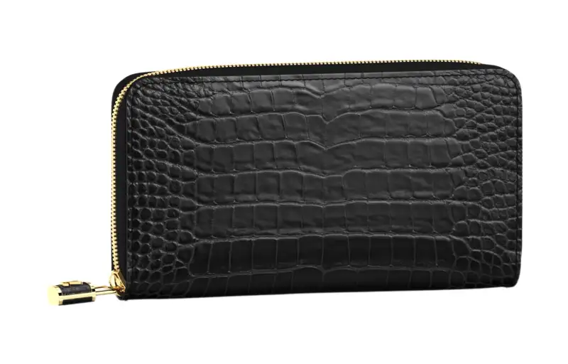 LOUIS VUITTON Crocodile Leather Wallet Men's Black