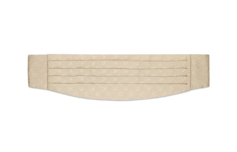 GUCCI Horsebit Collection Wool, Silk, Cotton Belts Unisex Beige Width 12cm