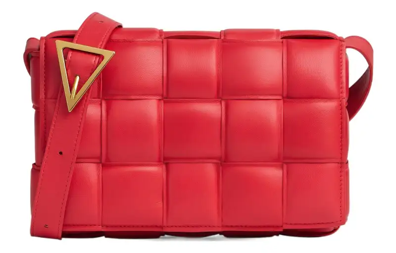 Bottega Veneta Padded Intreccio Cassette Crossbody Red