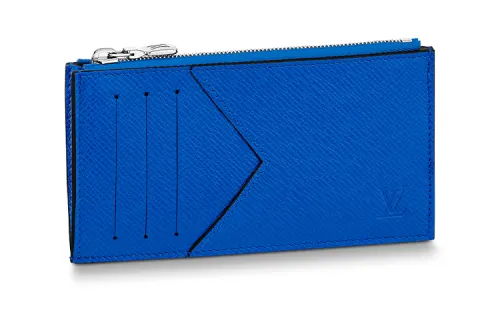 LOUIS VUITTON COIN Taïga Cow Leather Card Holder Men's Blue