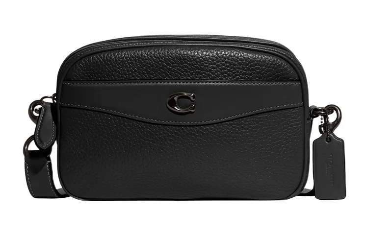 COACH Camera Leather With Suede Camera Bag, Shoulder Bag, Crossbody Bag Medium Women's Black