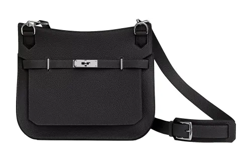 HERMES Jypsiere Clemence Cow Leather Crossbody Bags Women's Noir Black