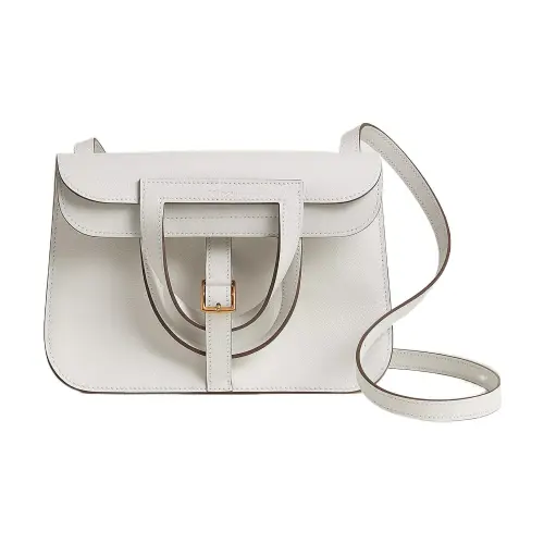 HERMES Halzan Gold tone Lock Evercolor Calfskin Horseshoe Handbag Regular Women's 01 Blanc White
