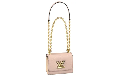 LOUIS VUITTON Twist Detachable Strap Lizard Skin Shoulder Bag, Crossbody Bag Mini Women's Light Pink
