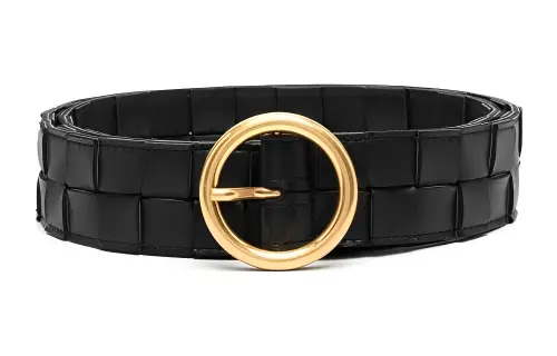 Bottega Veneta Sheepskin Leather Belts Women's Black Width 3.5cm